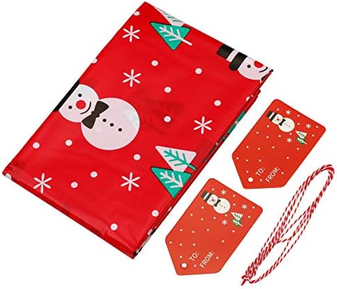 Giant Christmas Red Snowman Plastic Gift Bag (36"x44") - Jumbo Celebration Bag With Tag Card for Large Gifts - 1 PC - Image 3