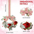 Syhood 2 Pcs 9 Inch Mini Valentine's Day Red Rose Wreaths - Image 2