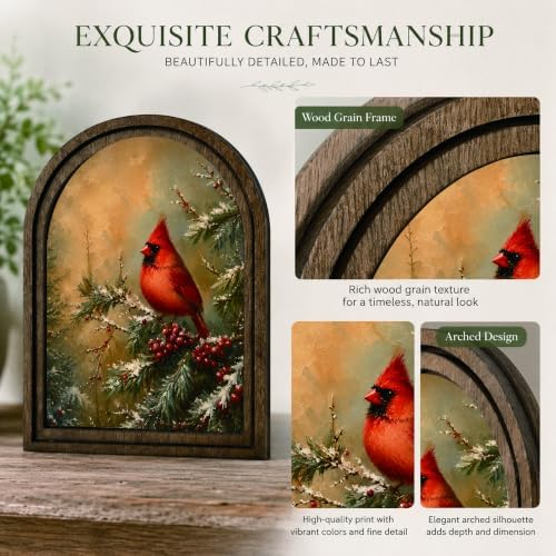 Christmas Cardinal Arched Table Sign, Rustic Winter Farmhouse Decor - Image 4