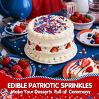 Edible Patriotic Sprinkles for Cake Decorating,Blue Red and White Sprinkle - Image 2