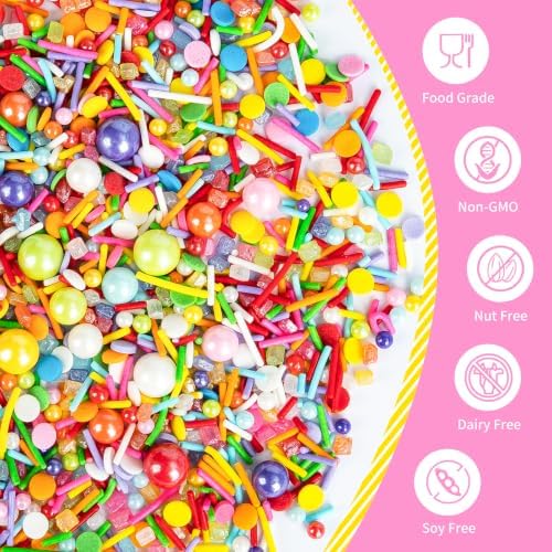 Edible Rainbow Pearl Sprinkles,Colorful Pearls Sprinkle for Cake Decorating - Image 3