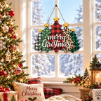 Christmas Decorations Plaid Leopard Christmas Tree Wooden Hanging Sign - Image 6