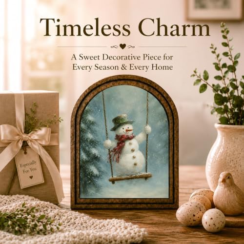 Snowman Christmas Arched Table Sign, Rustic Winter Farmhouse Decor - Image 3