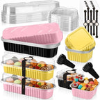 LemonRoad 12 Sets Pink,Gold,Black Mini Loaf Pan with Lids and Spoons by Unknown