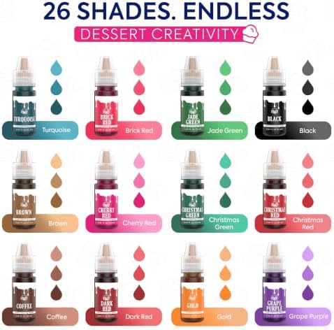 Riccle Food Coloring for Baking - 26 Bright Food Coloring Liquid Set for Cake decorations - 0.20 Fl. Oz (6 ml) / Bottle x 26 Food Dye for Icing, Christmas Cookie decorating Supplies Baking Supplies - Image 3