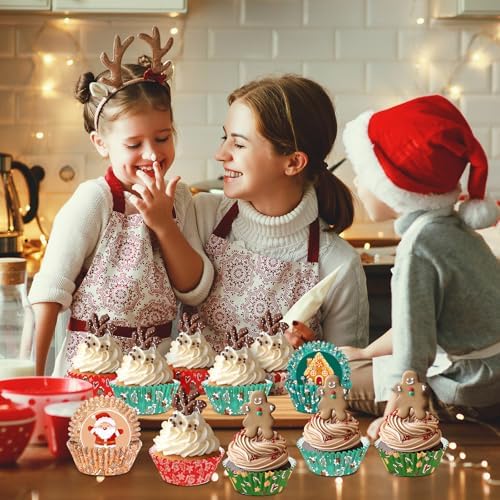SANNIX 450pcs Christmas Cupcake Liners, Christmas Santa Snowman Gingerbread - Image 5
