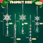 Crystal Christmas Tree Ornaments, 32pcs Iridescent Acrylic Snowflake Icicle - Image 3
