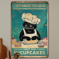 Funny Retro Cat Metal Tin Sign Vintage Kitchen Signs Wall Decor Cat Art Kitty Cats Signs For Home Coffee Bar Cat Art I Just Baked You Some Cakes Sign 8x12 Inch by tosles