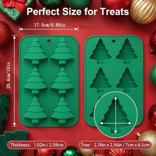 12 Cavity Christmas Tree Silicone Molds - 2Pcs Christmas Chocolate Molds for Cake Candy Chocolate, Gummy,Jelly,Soap,Ice Cube,Cookies - Image 2