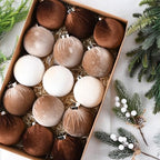 Brown Velvet Christmas Tree Ornaments - 15pcs Shatterproof Christmas Balls for Xmas Trees Decorations - Multicolor Brown Neutral Beige, 80mm 3.15inch - Image 2