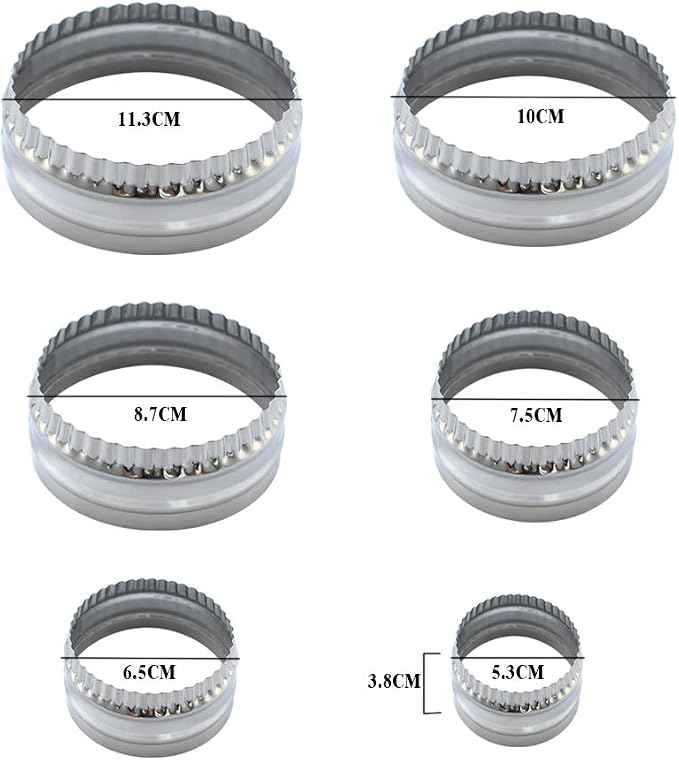 Fluted Cookie Cutters- Round Biscuit Cutters Set of 6 Pieces, Double Sided - Image 2