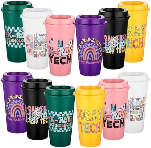 SiliFine 12 Pcs X-Ray Tech Week Gifts Bulk 16 oz Tumbler Radiology Gifts by SiliFine