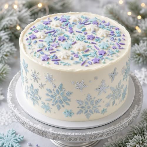 Snowflake Sprinkles Blue & White & Purple Christmas Sprinkles Mixed size snowflake Stars Jimmies CakeCookie Decorating Perfect for Wedding Party Valentine Halloween Christmas Supplies 4.58OZ - Image 4