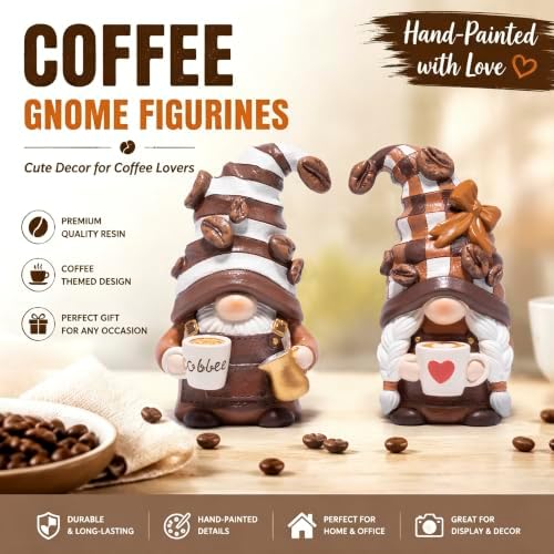 Hodao Coffee Gnome Figurines, Chocolate & Cream, Set of 2 - Image 3