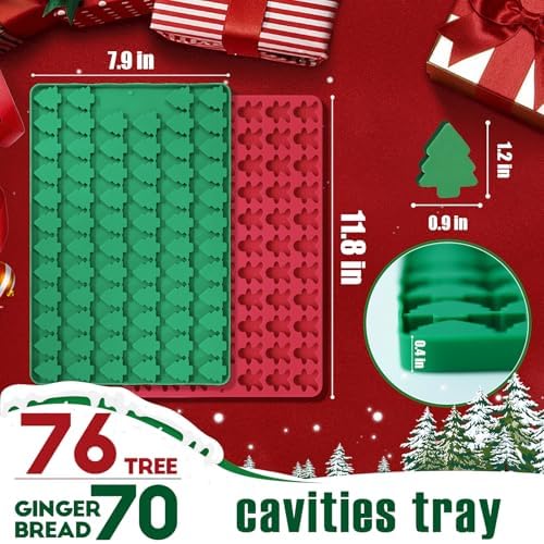 Christmas Mini Candy Molds with Xmas Tree and Gingerbread Man Shaped, 152 Cavity Non-Stick Food Grade DIY Handmade Set for Gummy Jelly Dog Treat Wax Melt Gifts Baking Supplies - Image 5
