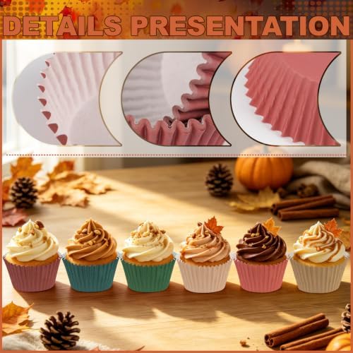 600 Pcs Fall Cupcake Liners, Autumn Paper Baking Cups, 6 Colors - Image 4