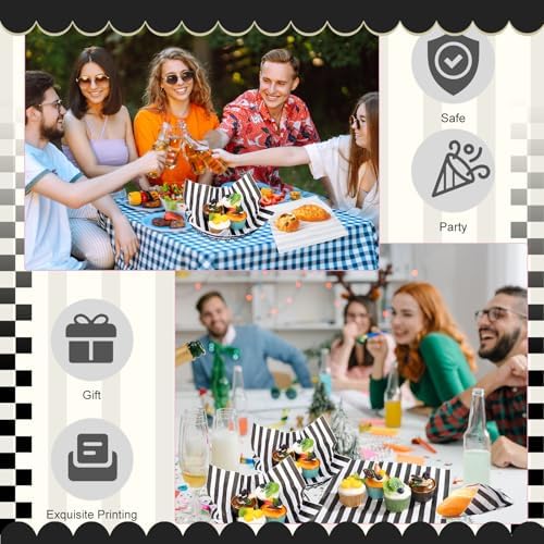 Marspark 100 Sheet Black and White Striped Wax Paper for Food 12 x 12 Inch - Image 5