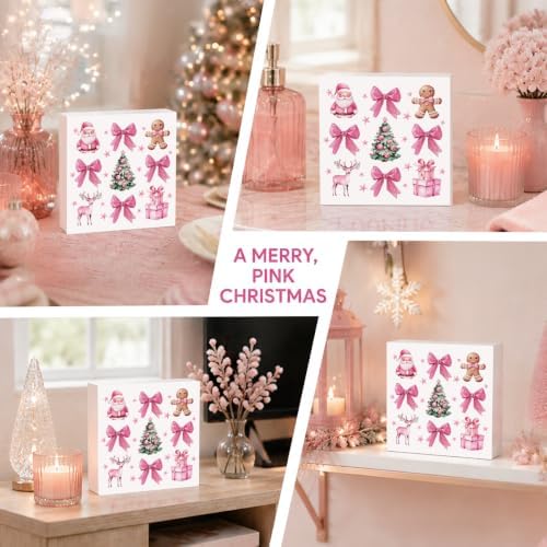 Coquette Vintage Bow Christmas Gifts - Wooden Box Sign, Winter Latte Santa Presents, Tree & Home Decor - Image 5