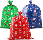 CCINEE 3 PCS Christmas Giant Gift Bags Santa Claus Christmas Sacks for Kids Gift Wrapping Bags(36"x44") with Name Tag Card and String by CCINEE