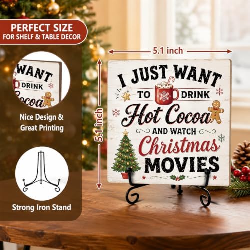 Christmas Wooden Signs Wood Plaque with Support Stand Xmas Decor - Image 2