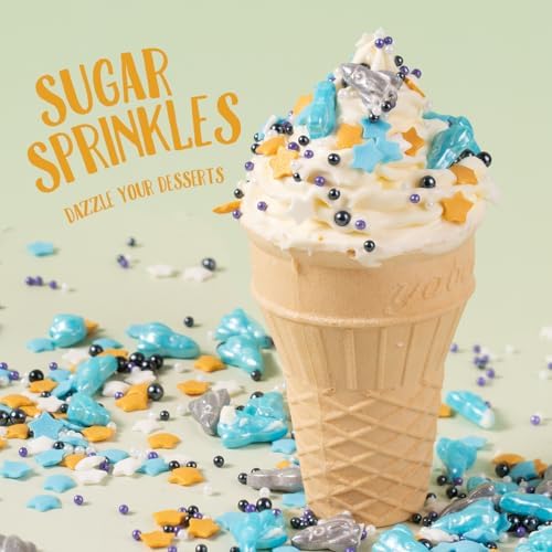 Space Theme Sprinkles Edible Blue Sliver Rocket Stars Sprinkles Galaxy Spacecraft Pearls Sugar Candy for Cookie Decorations Baking Cake Cupcake Topper Decoration 4.2 Ounce - Image 3