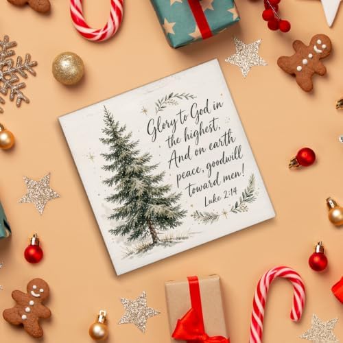 Christian Christmas Decor, Christmas Tree Bible Verse Wooden Sign - Image 4