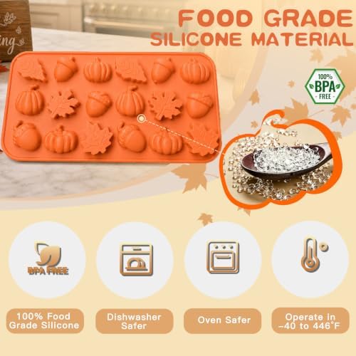 HKNMTT 2Pcs Mini Pumpkin Silicone Molds 36-Cavity 9 Shapes Fall Candy Molds - Image 5