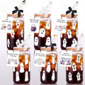 Vesici 6 Set Halloween Ghost Glass Cups 16 oz with Lid Straw and Stopper by Vesici