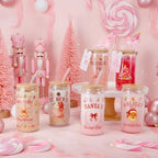 Vesici 6 Set Christmas Glasses Cups 16 oz Xmas Drink Cup with Lid Straw and Stopper Can Shaped Beer Tumbler Christmas Pink Appreciation Gifts with Cards and Bow for Women Birthday Party Favor - Image 5