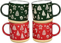 Maustic Christmas Mugs Set of 4, Christmas Coffee Mugs, Holiday Mug with Festive Design, Ceramic Mug for Hot Cocoa, Hot Chocolate, Coffee, Tea, Family Gifts, 12 Oz, Microwave & Dishwasher Safe by Maustic