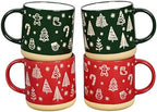 Maustic Christmas Mugs Set of 4, Christmas Coffee Mugs, Holiday Mug with Festive Design, Ceramic Mug for Hot Cocoa, Hot Chocolate, Coffee, Tea, Family Gifts, 12 Oz, Microwave & Dishwasher Safe by Maustic