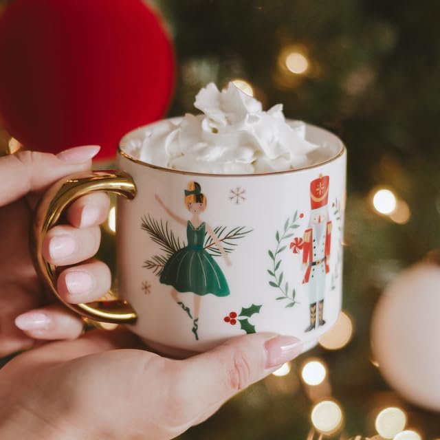 Sweet Water Decor Nutcracker Coffee Mug, 14oz China Christmas Mug with Gold Handle, Large Holiday Winter Cup for Coffee, Tea & Hot Chocolate, Stocking Stuffer Gifts for Women - Image 4