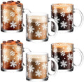 Maxcheck 6 Pack 12 oz Christmas Snowflake Coffee Mugs Glass Cups by Maxcheck