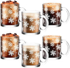 Maxcheck 6 Pack 12 oz Christmas Snowflake Coffee Mugs Glass Cups by Maxcheck