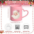 Set of 6 Pink Christmas Mugs, 10 oz Ceramic Coffee Cups - Image 2