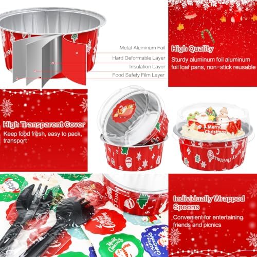 Christmas Mini Cake Pans with Lids, 5oz Round Mini Muffin Tins, 60Pack - Image 3