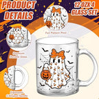 Tioncy 4 Pcs Halloween Coffee Mugs Ghost Glass Cups - Image 2