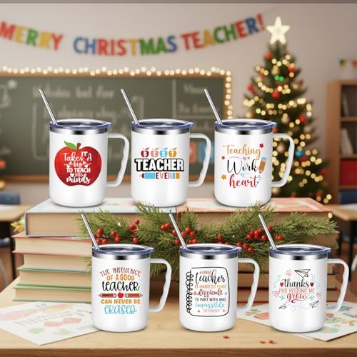 Maxcheck 6 Pcs Teacher Appreciation Gifts Mugs Bulk 16Oz Insulated Tumblers - Image 2
