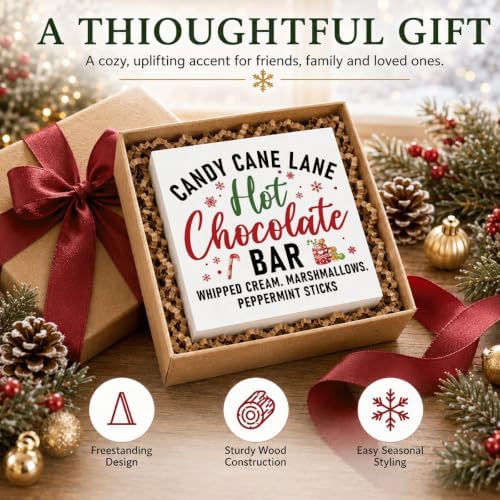 Candy Cane Lane Hot Chocolate Bar Sign, Christmas Coffee Bar Wood Box Decor - Image 6