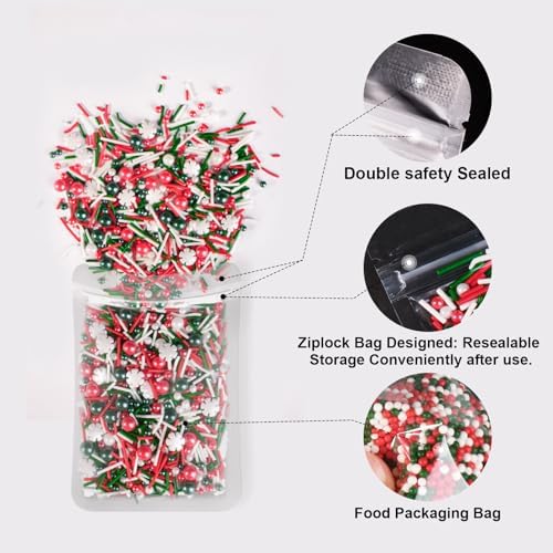 Christmas Sprinkles for Baking, Red Green Holiday Cookie Sprinkles, 180g - Image 5