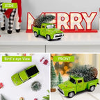 Christmas Green Truck Decor, Green Tree Truck Decorations for Home Indoor, Mini Cute Christmas Tree Tiered Tray Decor, Farmhouse Kitchen Tabletop Centerpiece Decorations - Image 5