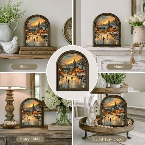 Winter Village Ice Skating Arched Table Sign, Rustic Farmhouse Decor - Image 5
