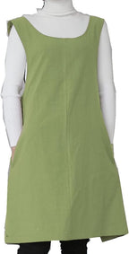 Cotton Linen Japanese Apron Halter Cross Back Bandage X Shape Aprons Two Pockets - Image 2