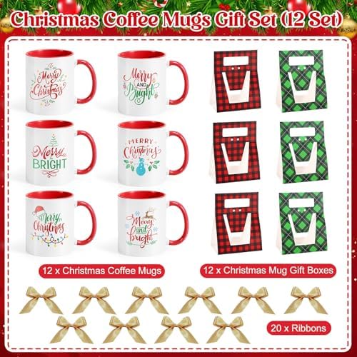 LemonRoad 12 Sets Christmas Coffee Mugs with Mug Boxes 12 oz - Image 2
