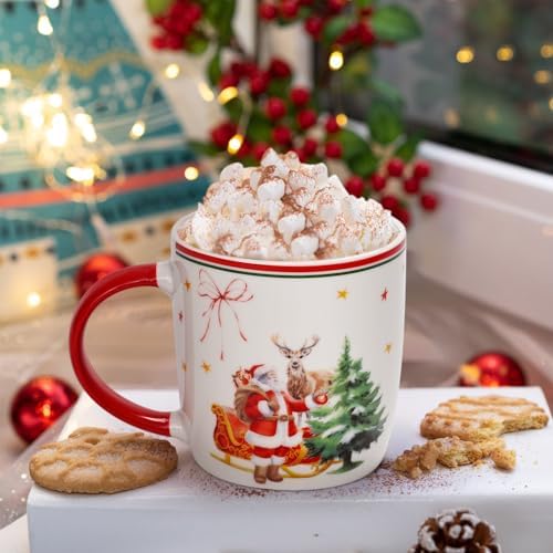Cabtnca Christmas Mugs, Christmas Mugs Set of 4, Ceramic Christmas Mug, Santa Mug, Holiday Mugs, Xmas Mug Decor, Marry Christmas Gift for Women Kids, 11 Oz - Image 4