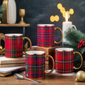 Havawish 4 Pcs Christmas Red Tartan Plaid Mugs 12 oz Holiday Coffee Mug by Havawish