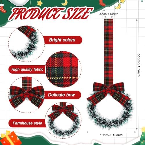 Retrowavy 12 Pcs Small Christmas Kitchen Cabinet Wreaths with Ribbon - Image 2
