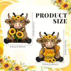 2 Pack Bee Highland Cow Figurine Decor, Bee Deor for Home - Image 3