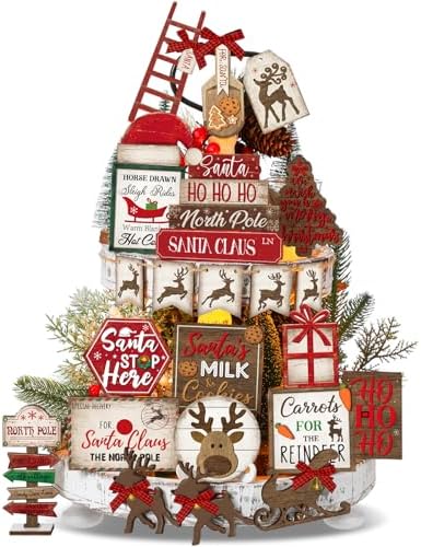 CroBlissful 23 Pcs Christmas Tiered Tray Decor Set, Christmas Table Decor by CroBlissful