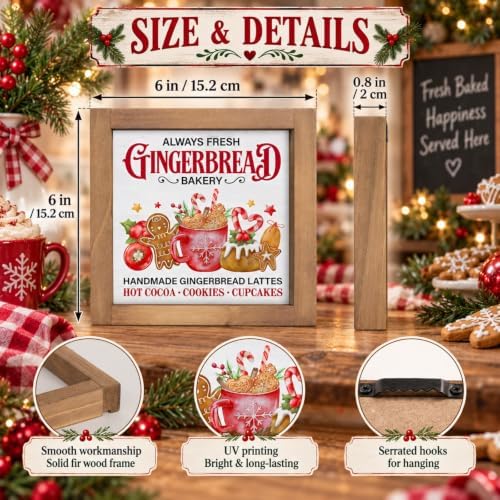 Gingerbread Bakery Sign, Wooden Christmas Coffee Table, Wall Decor - Image 3